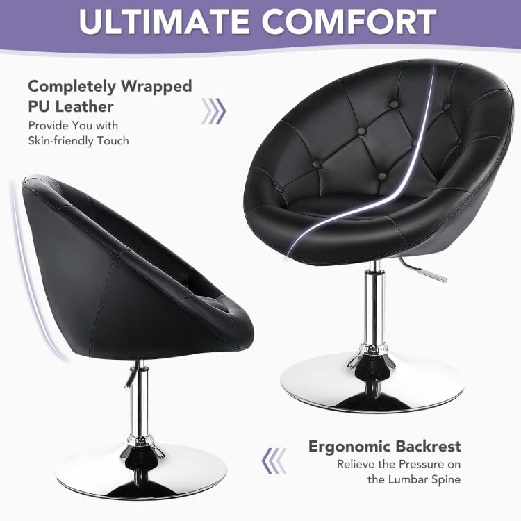Altura ajustable sin escalones de 77 a 91 cm y giro 360° del taburete Garvee
