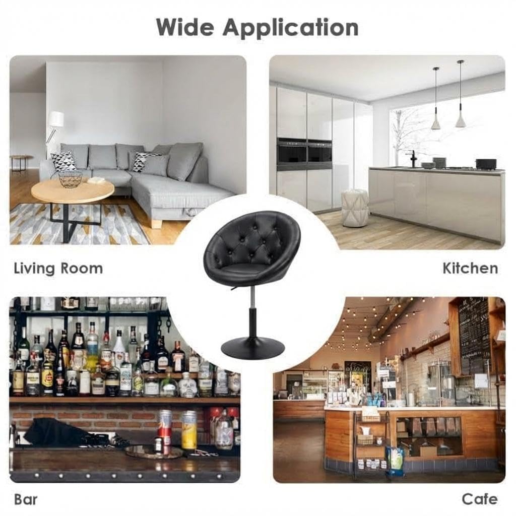 Asiento de cuero PU negro y respaldo ergonómico del taburete de bar Garvee