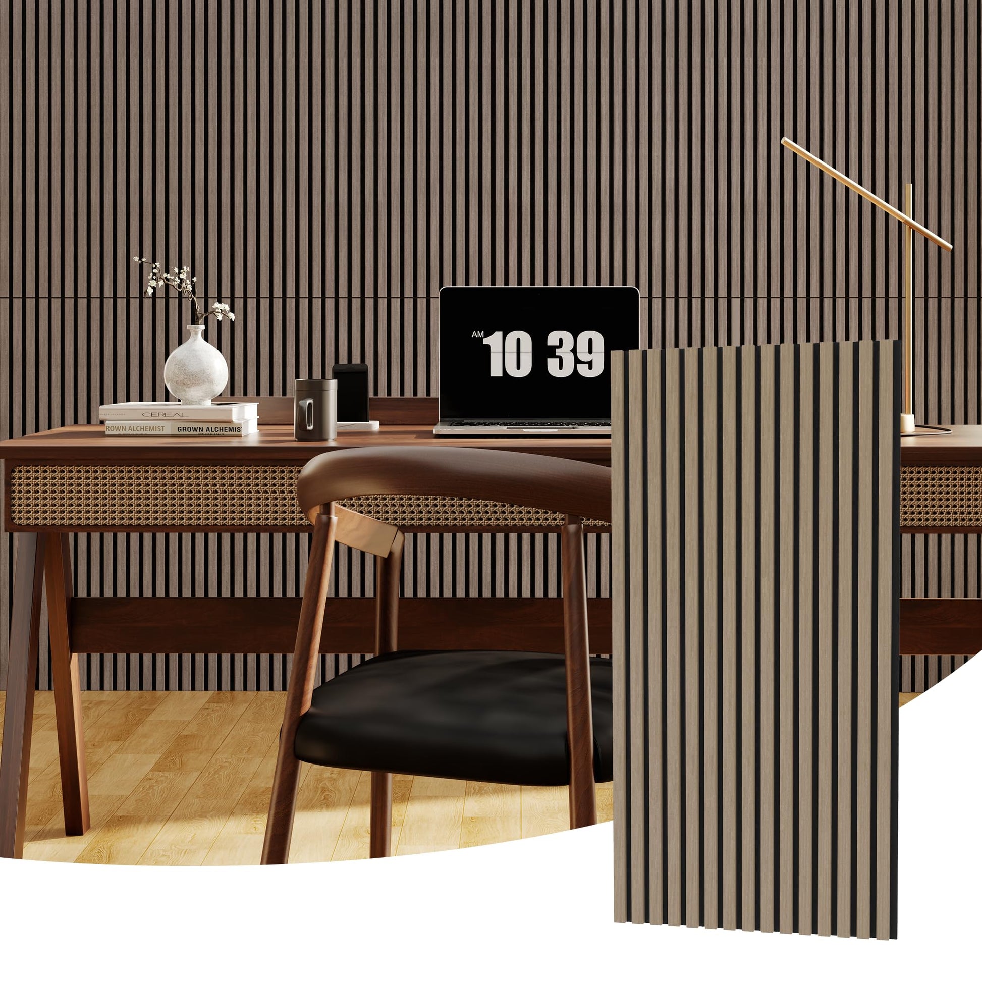 Pack de 2 paneles acústicos Garvee de madera 3D acanalados 120x60 cm para pared y techo