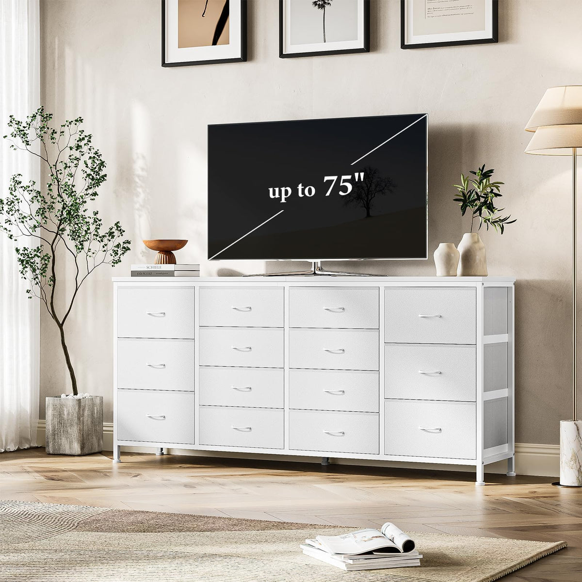 Soporte robusto para TV de 165-190 cm y gestión de cables del mueble Garvee